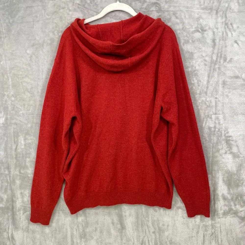 Peter Millar Hoodie Men Large Conway Cashmere Merino Wool Burnt Orange Pullover